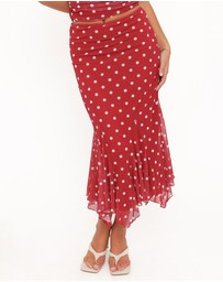 Petal & Pup - Tullia Mesh Midi Skirt - Red Polka Dot
