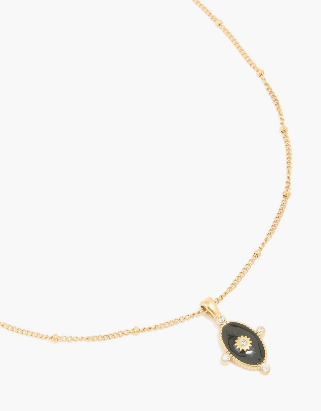 Lovisa - Waterproof Gold Plated Stainless Steel Black Tab Necklace