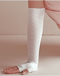 DENTS - Long Tulle Flock Dot Fingerless Mittens Gloves