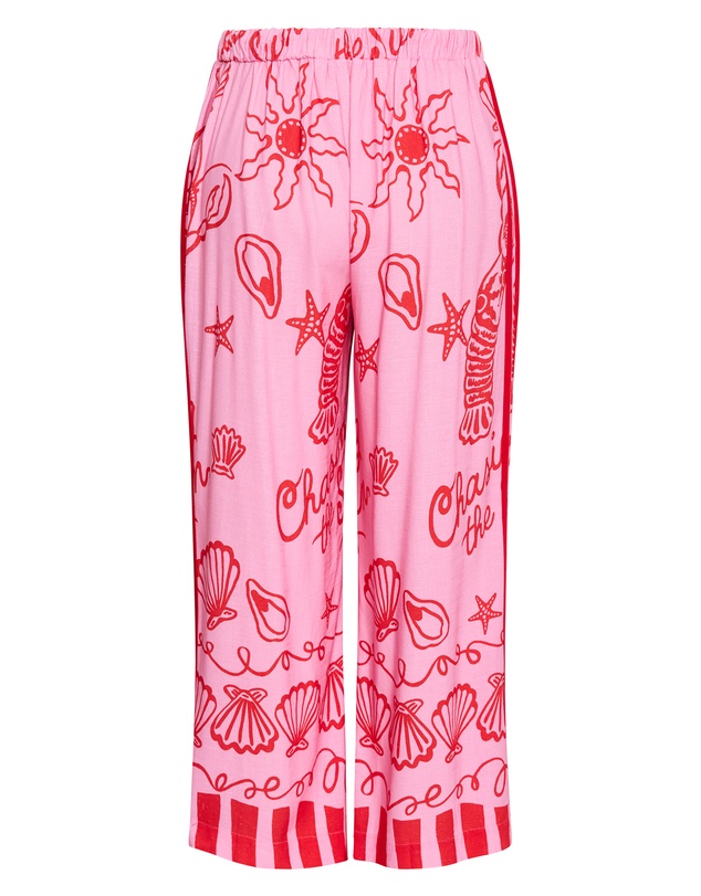 City Chic - Plus size Sun Chaser Print Wide Leg Pant - pink