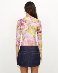 Dazie - Orchid Long Sleeve Mesh Top