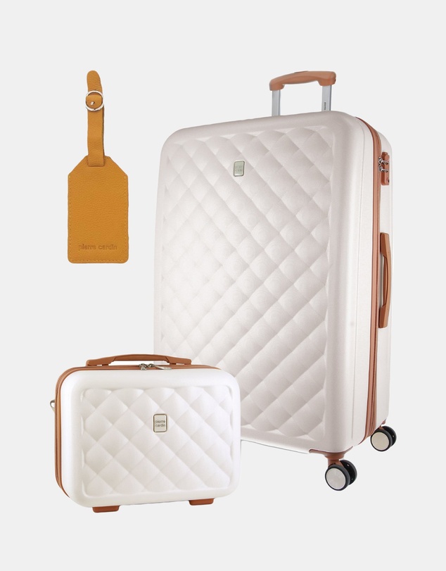 Pierre Cardin - Pierre Cardin Metro Large Hard Shell with Mini Beauty Case Set + Leather Tag