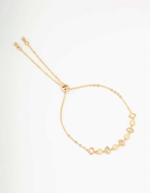 Lovisa - Gold Plated Cubic Zirconia Oval & Round Toggle Bracelet