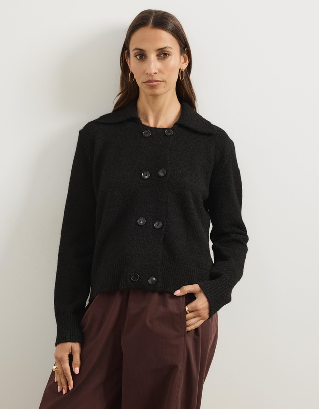Atmos&Here - Aspen Knit Wrap Cardigan With Collar