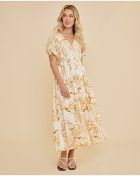 Amelius - Rosemallow Puff Sleeve Midi Dress