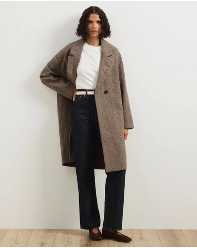 Atmos&Here - Estelle Textured Herringbone Coat