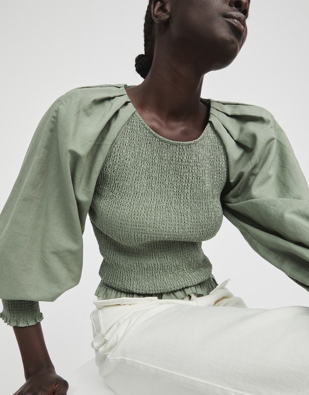 Witchery - Cotton Ramie Shirred Blouse