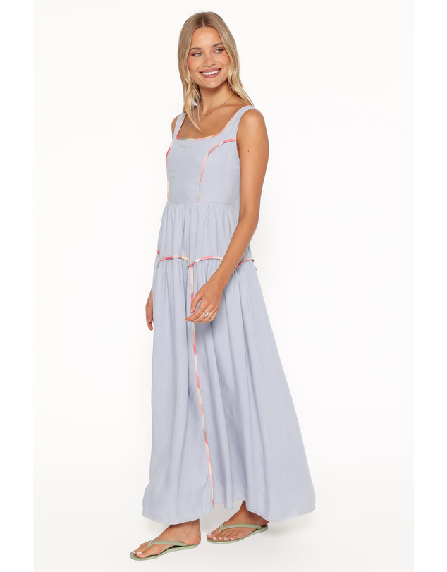 Petal & Pup - Kyla Maxi Dress - Light Blue Linen