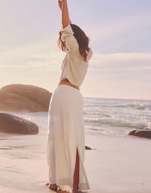 NEXT - Column Midi Skirt with Linen
