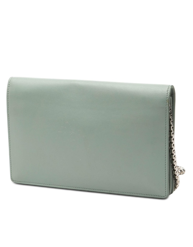 Pre-Loved by Azura Reborn - Pre-Loved Leather Metal Plate City Wallet on Chain