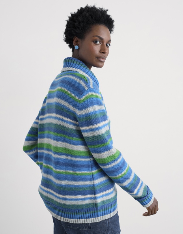Seasalt - Seasalt Cornwall Blue Braque Roll Neck Jumper