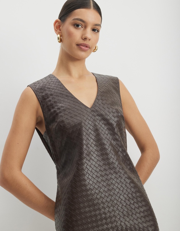 AERE - Junia Textured PU Shift Dress
