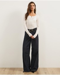 Atmos&Here - Wool Blend Henley Long Sleeve Top