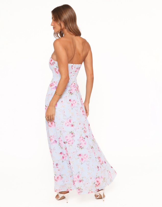 Petal & Pup - Vegas Strapless Maxi Dress - Blue Floral
