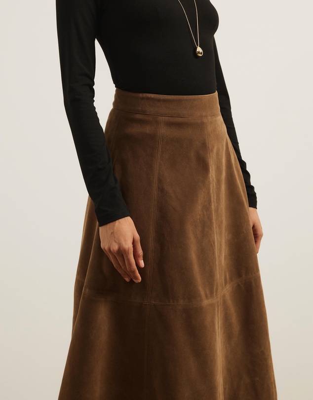 Atmos&Here - Frances Suede Flare Midi Skirt