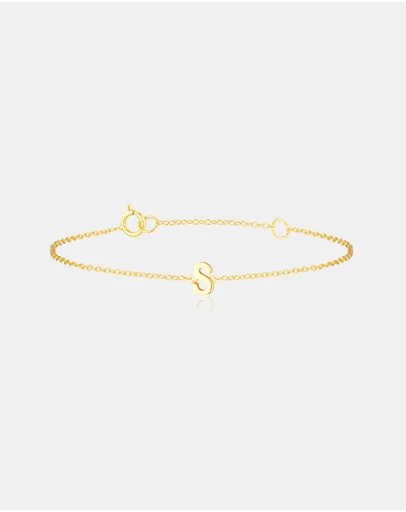 The Silver Collective - Petite A-Z Letter Bracelet - S