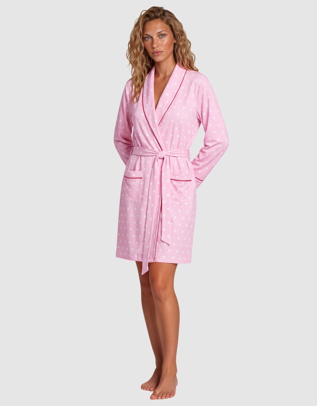 Sant And Abel - Women's Spotty Pink Bamboo Robe