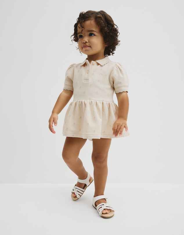 Country Road - Australian Cotton Short Sleeve Jacquard Romper Dress
