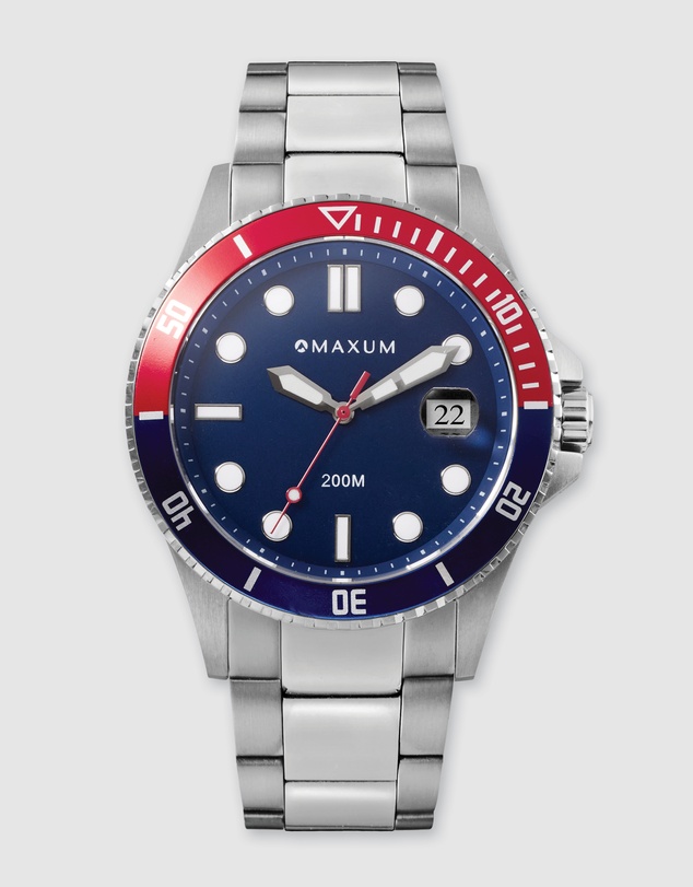 Maxum - Prince Blue Dial & Silver Tone Case & Bracelet