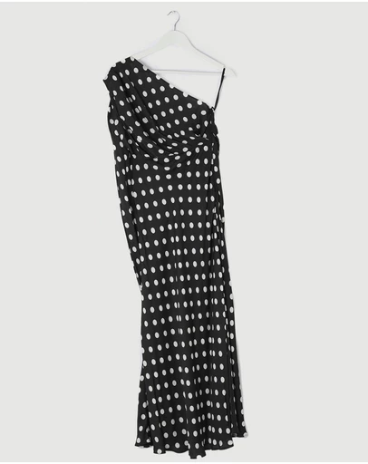Revibe - Repaired BY JOHNNY. Dove Drape Polka Ankle Dress - AU 8