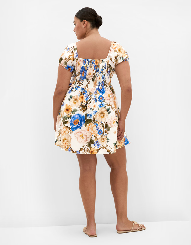 City Chic - Plus size Abbigail Regal Print Mini Dress - ivory