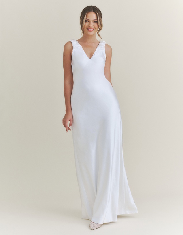 Six Stories - Victoria V Neck Satin Maxi Dress