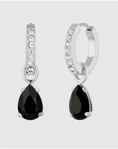 Elli Jewelry - Crystal Teardrop Hoop Earrings in 925 Silver