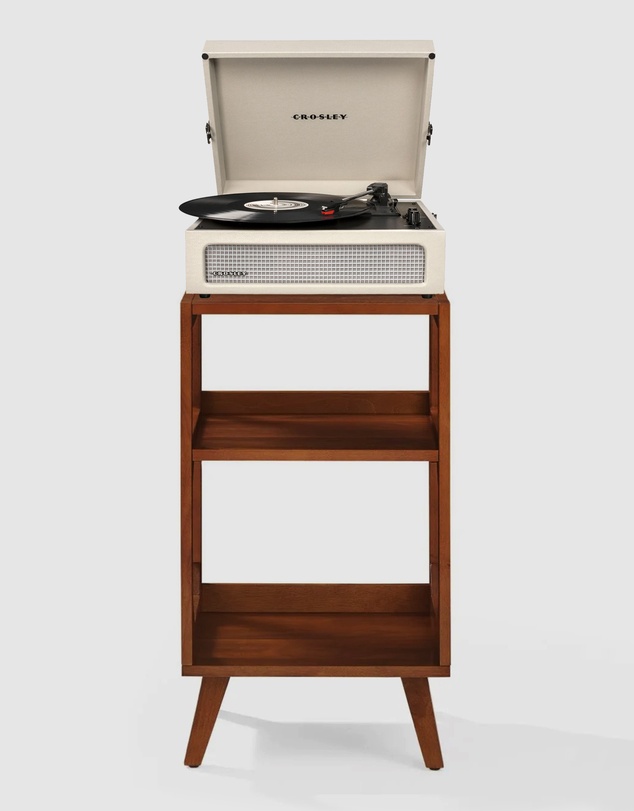 Crosley - Crosley Voyager Bluetooth Portable Turntable + Crosley Asheville Stand Bundle - Dune