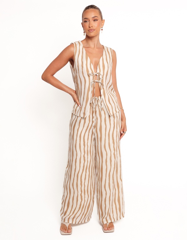 Petal & Pup - Marmo Tie Vest Top - Tan Stripe