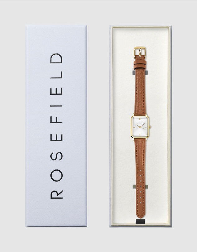 Rosefield - The Octagon XS Brown Leather Watch