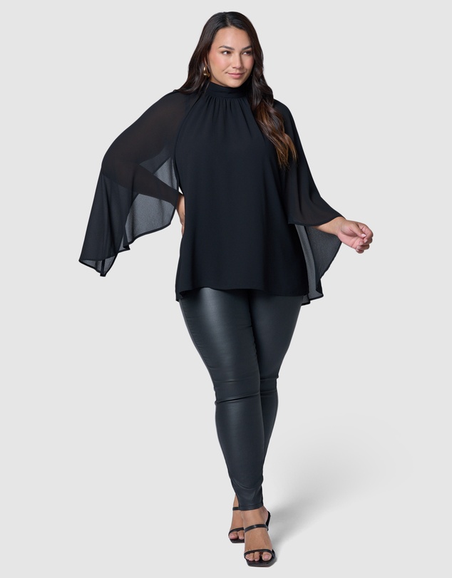 Pink Dusk by Curve Project - Fire and Rain Cape Blouse