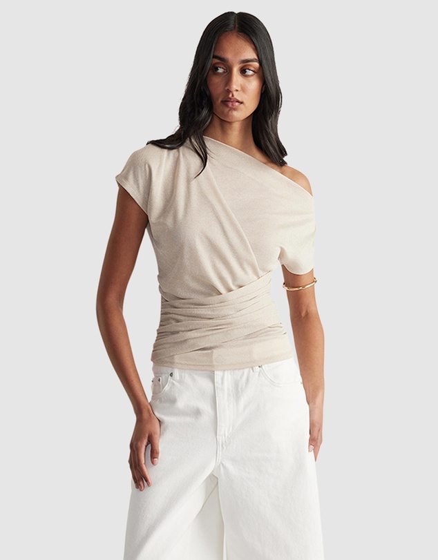Decjuba - Ruby Gathered Lurex Top