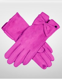 DENTS - Touchscreen Faux Suede Gloves with Bow Winter Warm