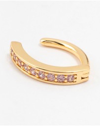 Lovisa - Gold Plated Surgical Steel Pink Cubic Zirconia Curved Belly Ring