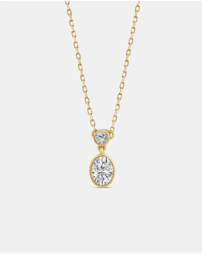Zoe Olivia - 9K Gold Oval Lab Grown Diamond Drop Necklace
