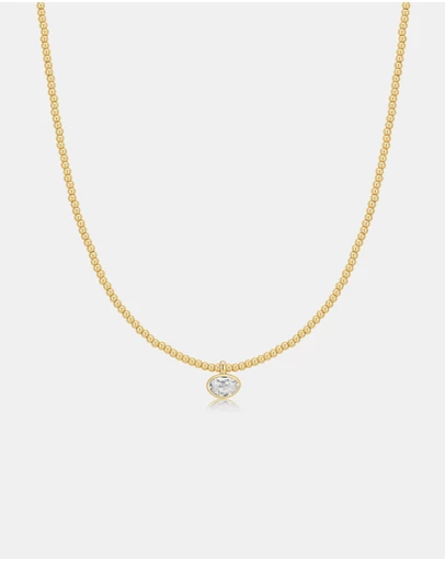 Ania Haie - Gold Bezel Organic Pebble Beaded Necklace