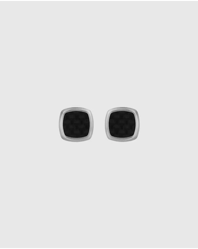 Najo - Aviator Carbon Fibre & Steel Square Cufflink