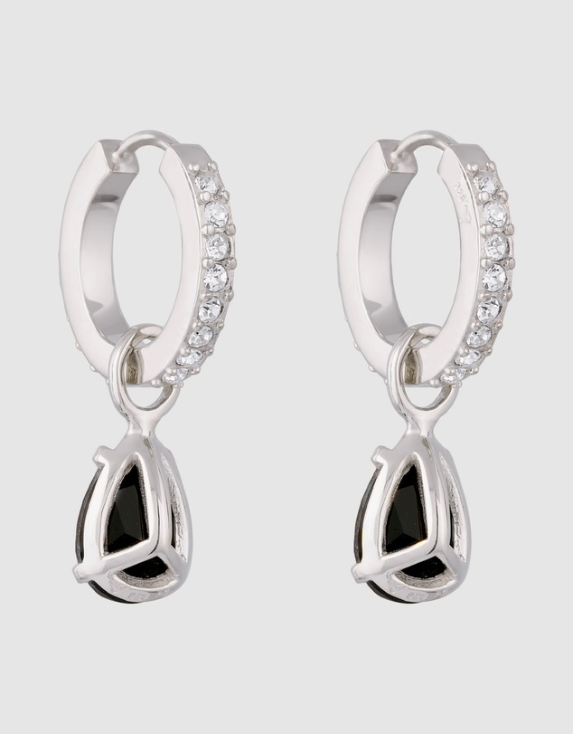 Elli Jewelry - Crystal Teardrop Hoop Earrings in 925 Silver