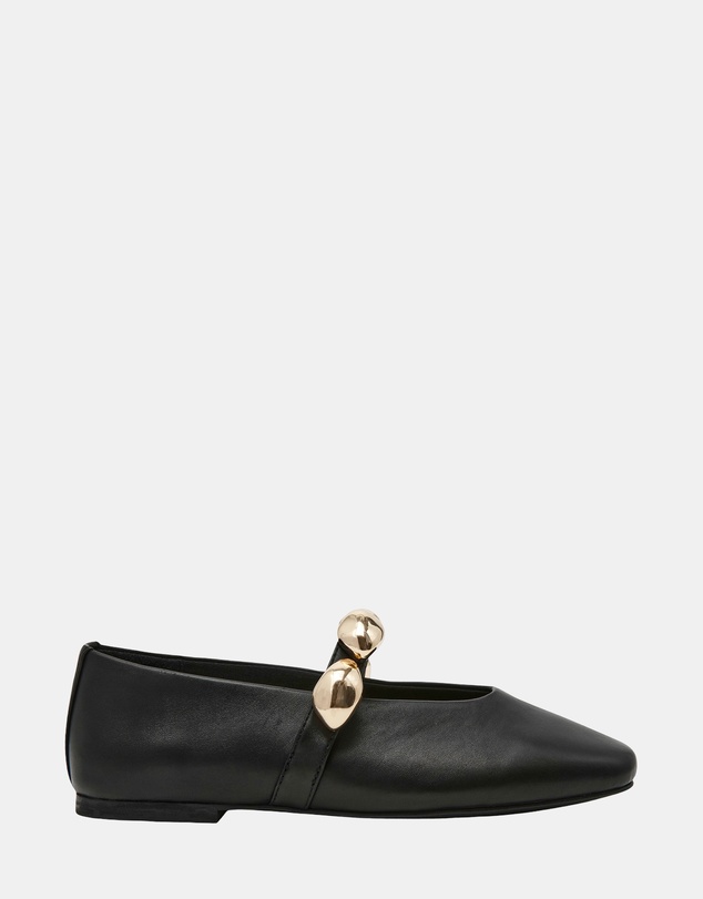 Steve Madden - Poppin Black Leather Flats
