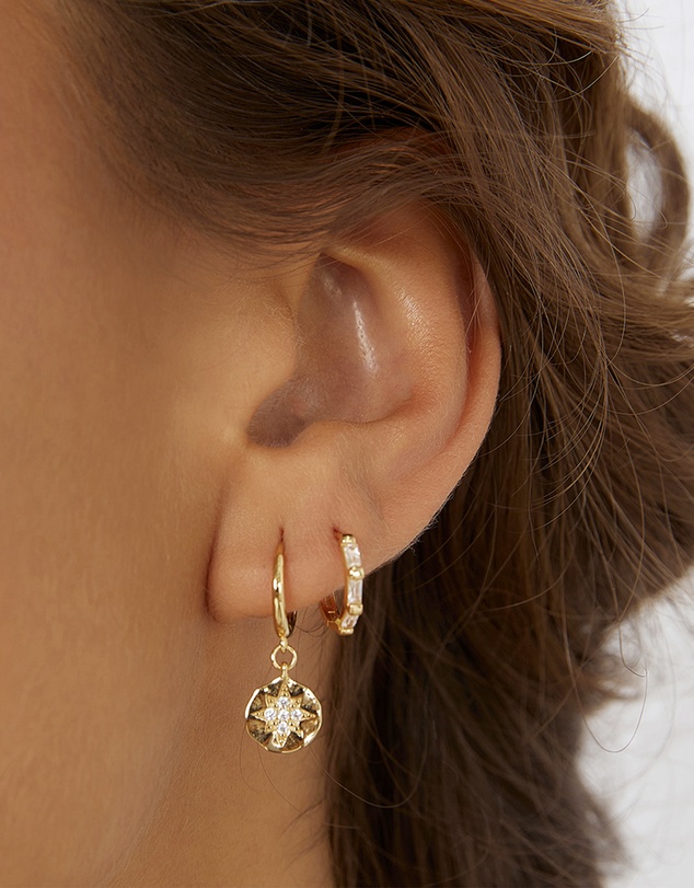 Arms Of Eve - Estrella Gold & Zircon Hoop Huggies