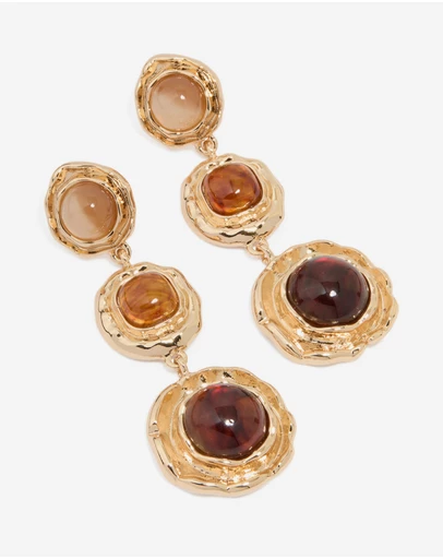 Lovisa - Gold Stone Trio Molten Drop Earrings