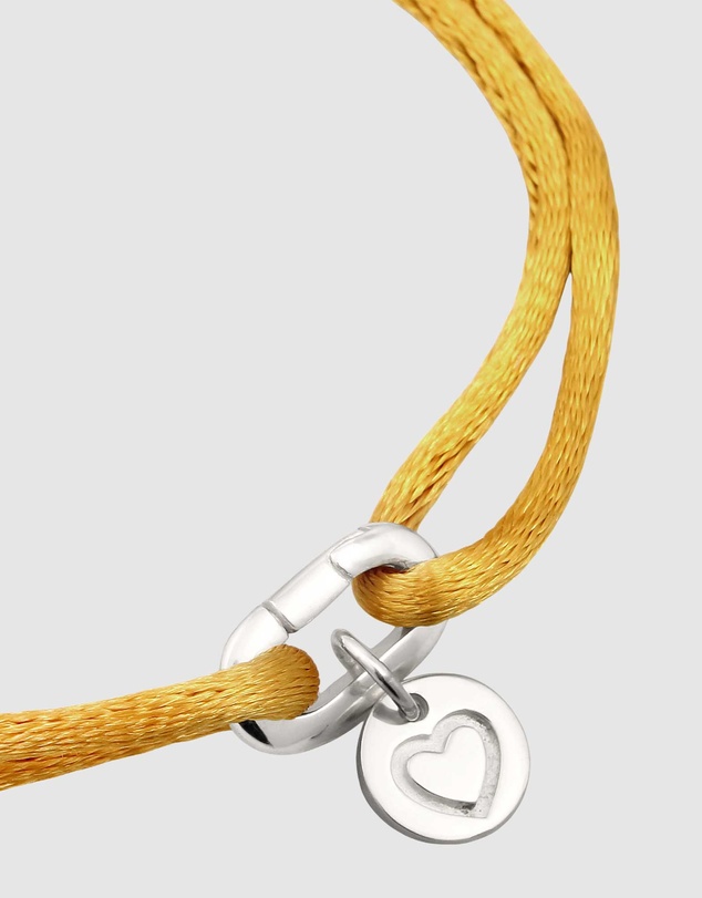 Elli Jewelry - Heart Charm Yellow Satin Bracelet