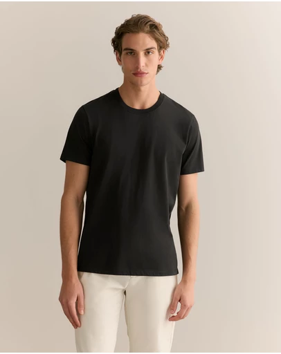 Trenery - Organically Grown Cotton Crew T-shirt in Black