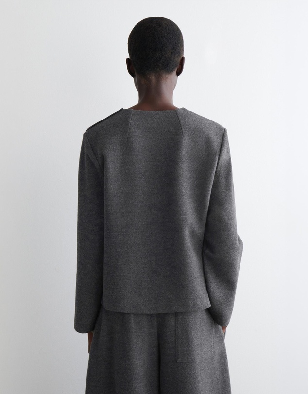 COS - Button-Detail Boiled-Wool Sweatshirt