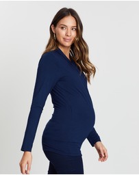 Angel Maternity - Maternity V-Neck Cross-Over Bamboo Long Sleeve Top