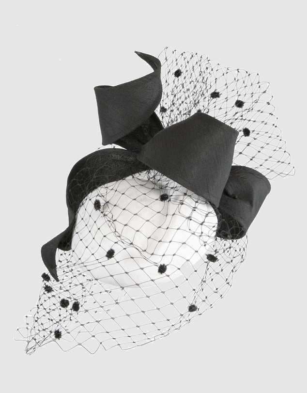 Max Alexander - White & Black Pillbox with Veil Fascinator