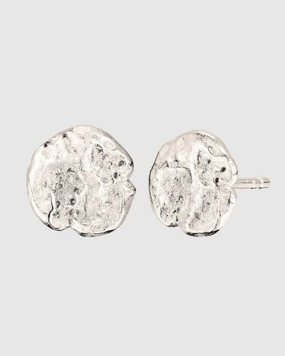Kuzzoi - ICONIC EXCLUSIVE - Hammered Disc Stud Earrings in 925 Silver