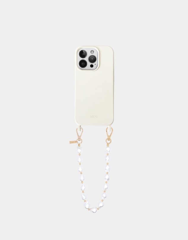 LOUVE COLLECTION - Coconut Phone Case + Pearl & Gold Wristlet