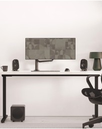 iWorld - Kanto UKI 100W Desktop Speakers with Bluetooth, USB-C, Headphone out, Pumice (Speckled Brown), Pair