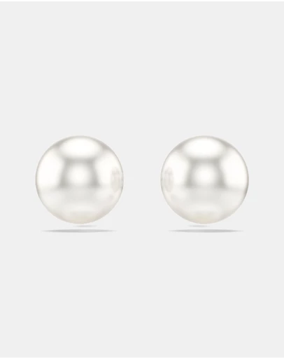 Swarovski - Matrix Stud Earrings, Crystal Pearl, White, Rhodium Plated